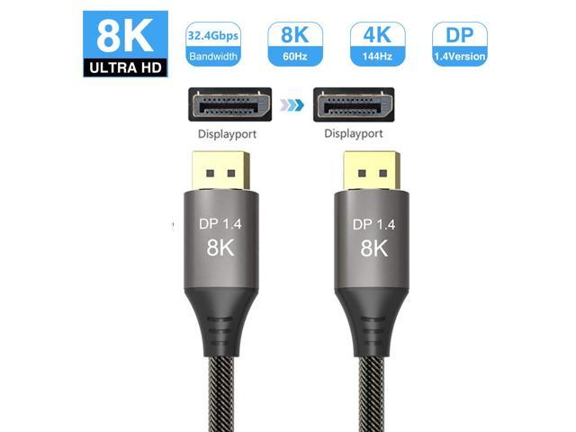 Male To Male Dp Video Monitor Cable 8k 60hz 4k 144hz Estone Ultra High Speed Dp To Dp Cables For Laptop Pc Tv Gaming Monitor Cable Displayport To Displayport Cable 6 6ft Newegg Com