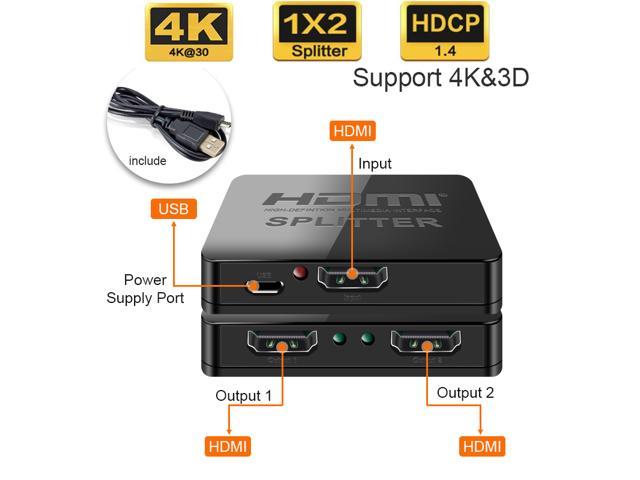 ESTONE Splitter 1 in 2 out 1080p 4K 1x2 HDCP Stripper 3D Splitter Signal Amplifier 4K HDMI Splitter For HDTV DVD Xbox - Newegg.com