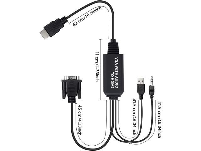 Hdmi To Vga Adapter Cable Vga To Hdmi Adapter D-sub To Hdmi Monitor 15 Pin  Adapter To Hdmi Male To Vga Male Connector Cord Transmitter One Way Transmi