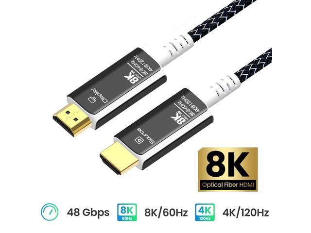 8K HDMI Cable Fiber Optic HDMI 2.1 Braided Nylon 50Feet Ultra High