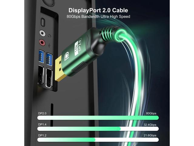 ESTONE Cable Matters 8K DisplayPort to DisplayPort Cable (DisplayPort 1.4  Cable) with 8K@60Hz, 4K@144Hz, 32.4Gbps Support 7680x4320 Resolution-Male  to Male DP Video Monitor Cable (3.3FT) 