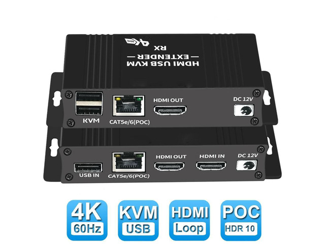 Hdmi Over Ip Extender Hdmi Ethernet Extender HDMI KVM USB, 197ft 60M 4K 60Hz Su Cat5e 6 6a Convertitore Hdmi KVM Over Ethernet - 7