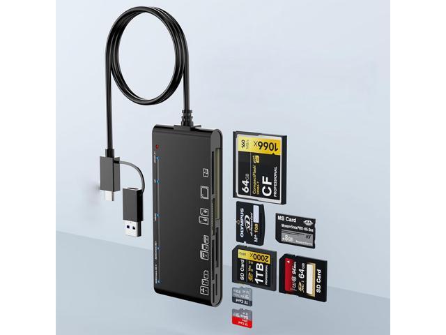 ESTONE USB to Card Reader, 7-in-2 USB3.0/USB C Memory Card Reader for ...