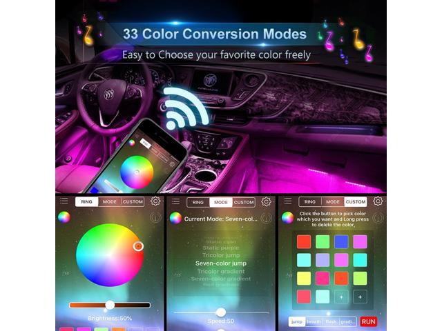 Estone Car Led Light Strip App Bluetooth Control 4pcs 72 Led Usb Plug Dc 5v Multicolor Music Car Interior Light Led Under Dash Lighting Kit For Diy