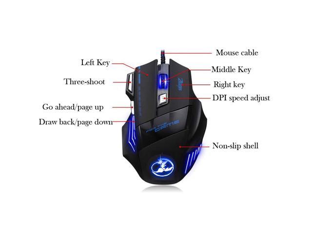 Zelotes Wired Gaming Mouse Mice with 7 Button Adjustable DPI 600