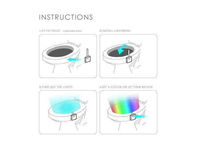 Toilet Night Light(2Pack) by ESTONE, 8-Color Led Motion Activated Toilet  Seat Light, Fit Any Toilet Bowl,Toilet Bowl Light with Two Mode Motion  Sensor LED Washroom Night Light-2 PCS 