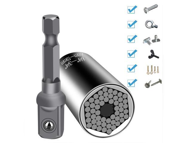 Wishshopping 1/4 to 3/4 Inch Ratchet Sockets Multi Function Universal Socket Ratchet Wrench Bushing SetsWith Power Drill Adapter Tool Universal Repair Tools 3Pcs Professional Universal Sockets