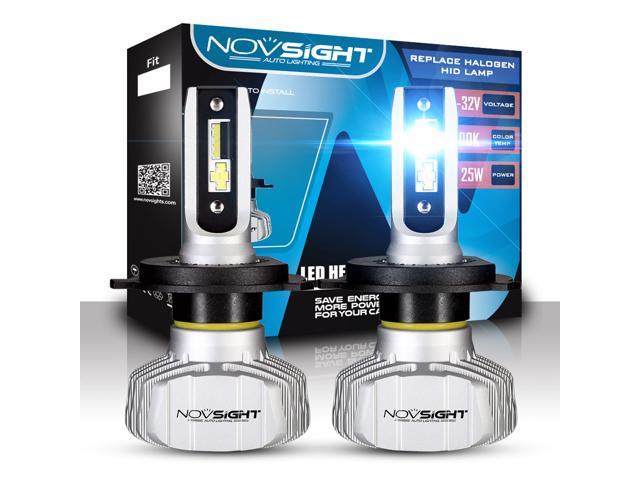 NOVSIGHT H4 Hi/Lo Beam Motorcycle LED Headlight Bulbs All in one Conversion Kit 30W 5000LM 6000K Super Bright White IP68 Waterproof DC 9V-36V Halogen Replacement Head Lights 2 Year Warranty