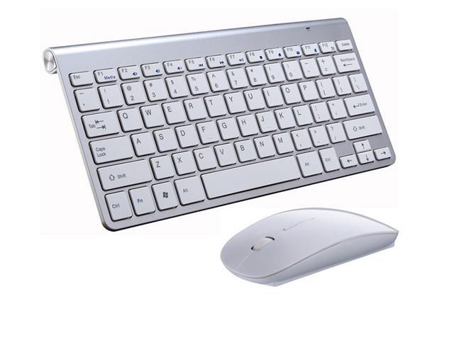 Slim 2.4G Wireless Keyboard & Cordless Optical Mouse Combo for PC Desktop White 