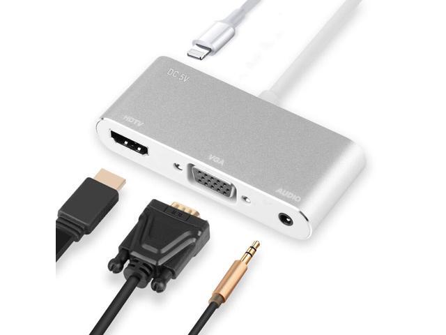 8Plus//7//7Plus//6//6s//6s Plus//5//5s iPad iPod to Projector HDTV Projector Monitor ACETEND 2019 Latest 4 in 1 Plug and Play Digtal AV Adapter Compatible for iPhone X HDMI VGA AV Adapter Converter 8