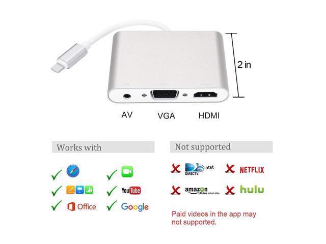 HDMI VGA AV Adapter Converter 8 ACETEND 2019 Latest 4 in 1 Plug and Play Digtal AV Adapter Compatible for iPhone X 8Plus/7/7Plus/6/6s/6s Plus/5/5s iPad iPod to Projector HDTV Projector Monitor 