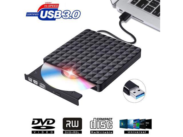 ESTONE Diamond Pattern External DVD Drive USB 3.0, Ultra-Slim CD DVD +/-RW Drive, DVD/CD ROM Rewriter Burner Writer for MacBook, Laptop, Notebook, PC Computer  -Black