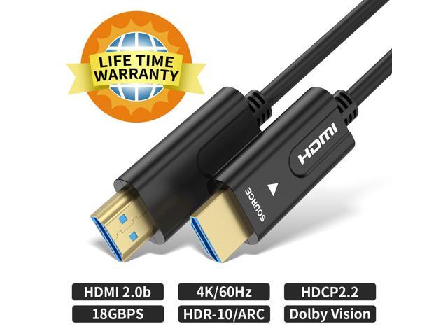 4:4:4, Dolby Vision, HDR High Speed 18Gbps Fiber HDMI Cable 4k 25ft 3D Slim and Flexible Nylon Braided HDMI Fiber Optic Cable Supports 4K @ 60Hz 