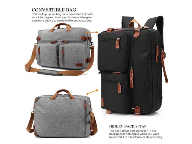 CoolBELL Convertible Backpack Messenger Bag Shoulder bag Laptop Case Handbag Business Briefcase Multi-functional Travel Rucksack Fits 17.3 Inch Black