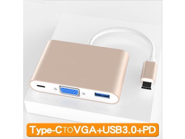 USB3.1 Type-C to VGA PD USB3.0 Hubs Adapter Docking Video Converter for PC Phone