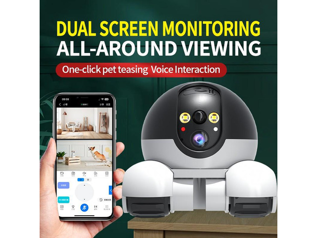 Movable 2MP+2MP Dual Lens Dual Screen Pet Robot WiFi Smart Home ...