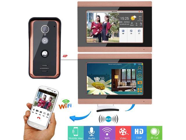 Details about   7inch 2 Monitors IR Video DoorPhone Doorbell Intercom Entry System Wired Wifi 