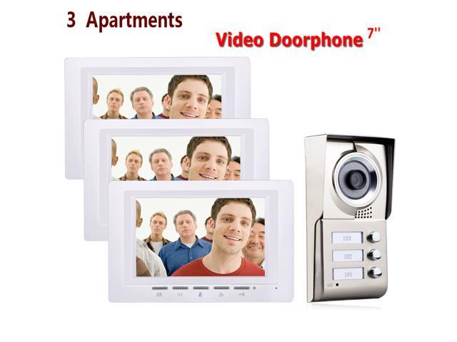 7inch 3 Apartments Video Door Phone Intercom System Ir Cut Hd 1000tvl Camera Doorbell Camera With 3 Button 3 Monitor Waterproof