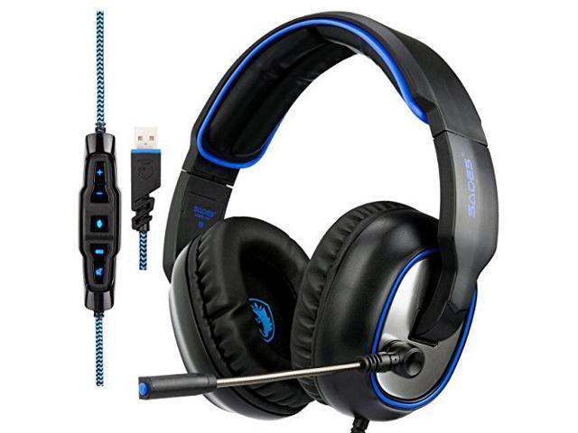 Sades R7 Usb Stereo Gaming Headset For Pc 7 1 Surround Sound Noise Cancelling Over Ear Headphones With Mic Headset For Laptop Computer Games Newegg Com