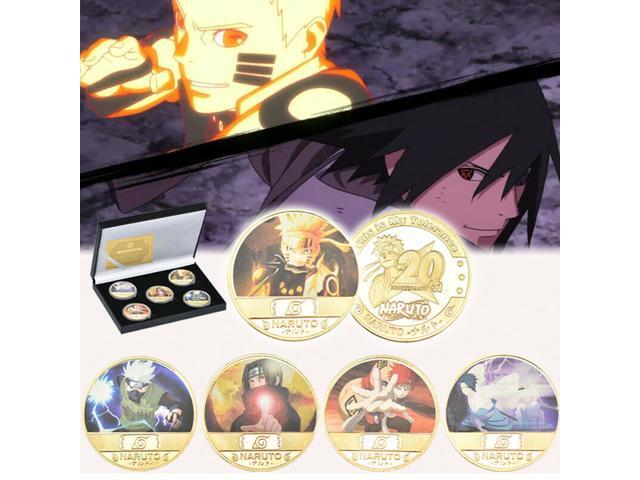5pcs Japan Anime Gold Plated Coins Naruto Collectibles With Gift Box Japanese Challenge Coins Sasuke Kakashi th Anniversary Coin For Collection Newegg Com