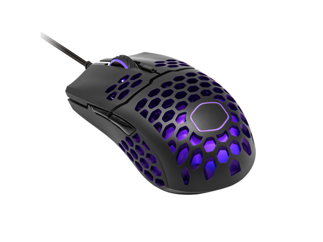 Cooler Master MM711 RGB Gaming Mouse (Matte Black) - 60g Lightweight, Honeycomb Shell, Ultraweave Cable, Pixart 3389 16000 DPI Optical Sensor, and RGB Accents