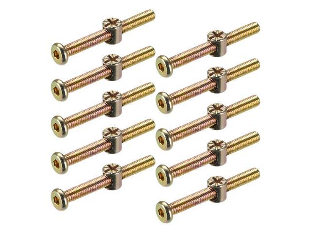 10 of Barrel Nut for Furniture Bolt Slotted M6 X 14Mm Long Zp