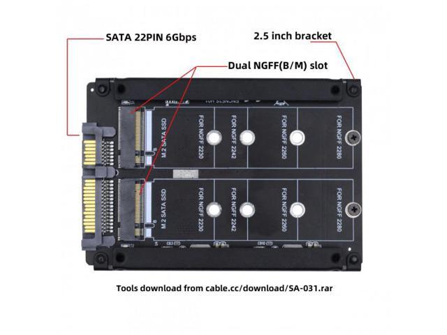 Cablecc Dual Ngff B M Key M Ssd Card Jobd Raid Span Bridge To Inch Sata Combo Hdd Disk