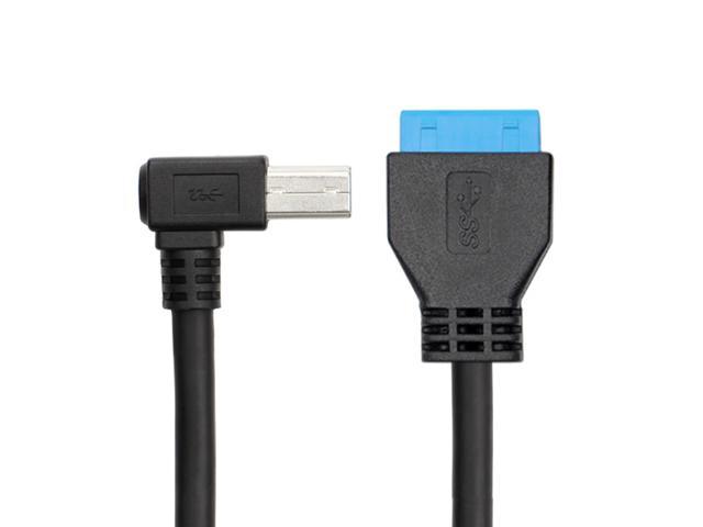 YOUKITTY USB 3.0 Type B Male to 3.0 Motherboard 19Pin Header Cable 50cm Left Angled 90 Degree Black 