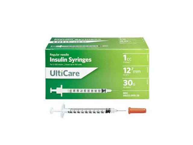 Ultimed Ulticare U 100 Insulin Syringe 30g 1cc 1ml 12 7mm 1 2in Newegg Com
