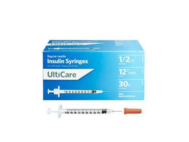 Ultimed Ulticare U 100 Insulin Syringe 30g 1 2cc 5ml 12 7mm 1 2in Newegg Com