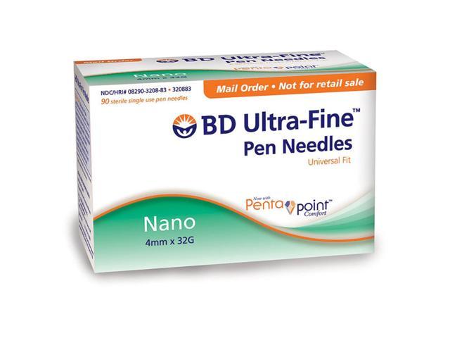 Becton Dickinson Ultra Fine Nano Insulin Pen Needles 32g 4mm 5 32in 90pcs Newegg Com