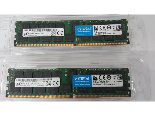Memory RAM Crucial CT16G4RFD424A Equivalent 16GB DDR4 2400MHz PC4-19200 RDIMM 