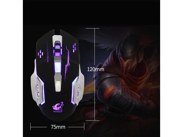 OUYAWEI Ergonomic Pro Wired LED Light 4000DPI Optical USB Gamer Gaming Mouse Black