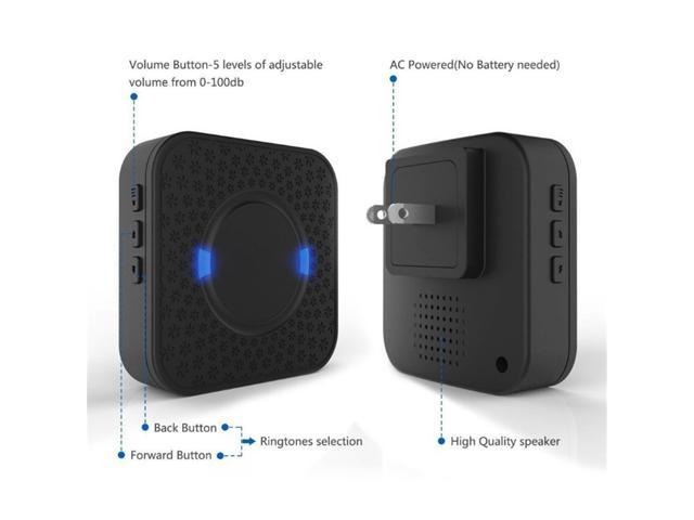 Black Wireless PLUG IN Door Bell Chime DoorBell 100m Mains includes batteries 