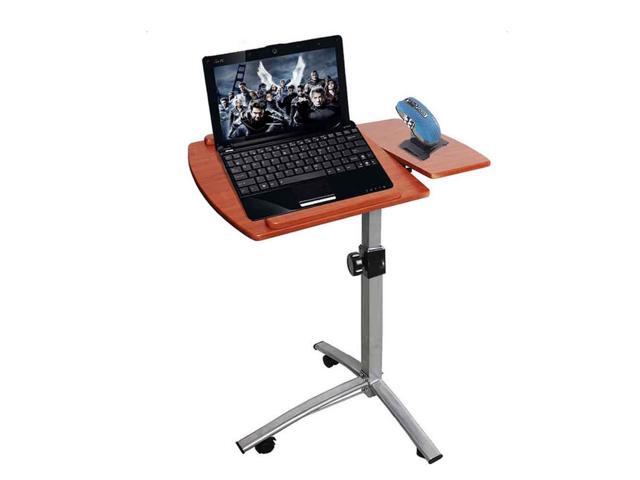 Adjule Angle Height Rolling Laptop Desk Cart Bed Hospital Table Brown Newegg Com