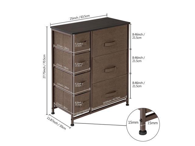 7 Drawer Dresser Storage Closet 7 Removable Fabric Drawers Wide Bamboo Shelves Newegg Com