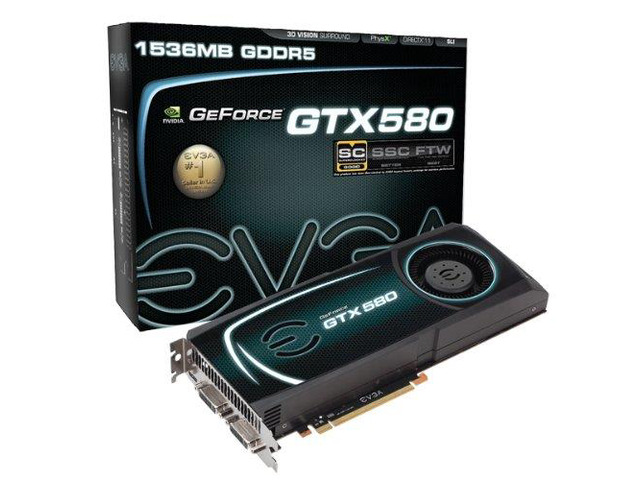EVGA GTX 580 Superclocked GPU 1536MB GDDR5 High Frame Rate Video Card
