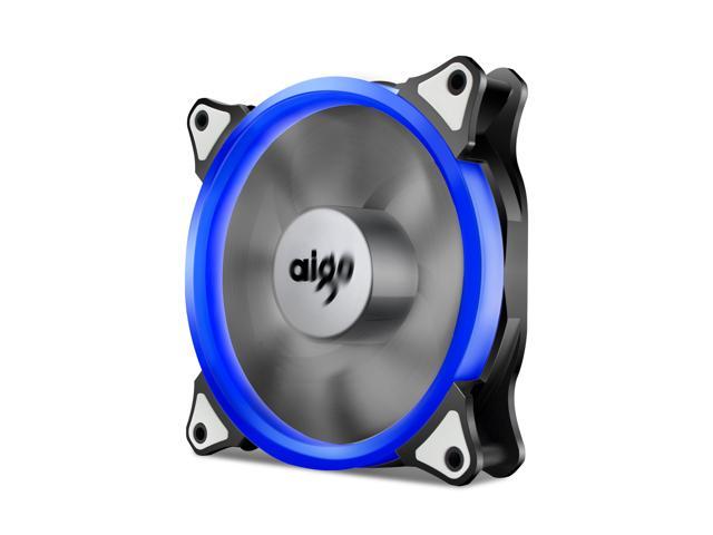 AIGO AigoDIY aigo 12cm 120mm Computer PC Cooling Case Fan with LED Halo Ring, 3-pin/LP4, Anti-Vibration Pads