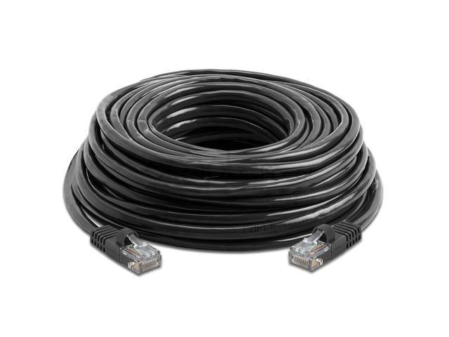 PcConnectTM Black Cat6 RJ45 Ethernet Patch Cable Bootless 25feet Cable