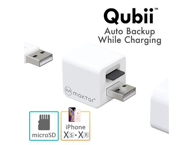 Maktar Qubii White Auto Backup While Charging for iPhones iPads