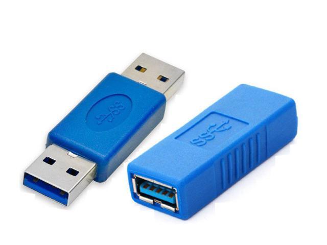 2x USB 3.0 Type A Female to Female Connector Adapter Coupler Gender Changer Blue