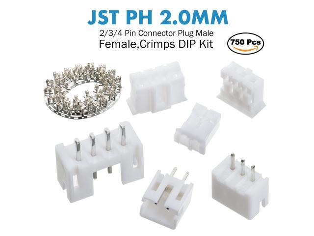 5 X JST 2 WAY PH SERIES 2.0mm PITCH CONNECTOR HOUSING 10 CRIMPS