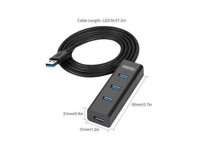 Unitek 4-Port USB 3.0 Hub, 4 Ft Long Cable USB Extension Multiple