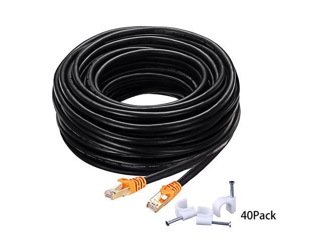 Cat 7 Outdoor Ethernet Cable 120 Feet With Clips Ruaeoda 26awg Rj45 Connectors Heavy Duty Long Network For Printer Switch
