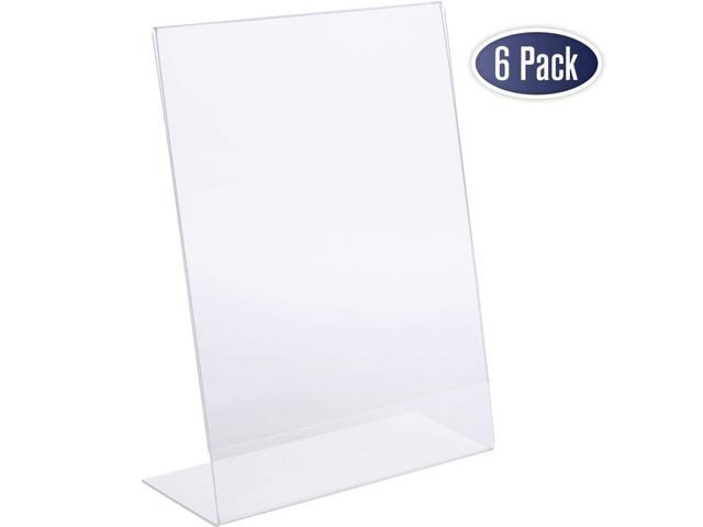 4 Acrylic Sign Photo Frames 4x6 Vertical Clear Plastic Slant Easel Standing Gift 