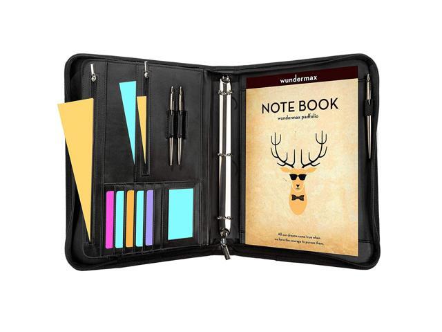Wundermax Portfolio Binder A Zippered Padfolio With 3 Ring Wundermax Portfolio Binder A Zippered Padfolio With 3 Ring Doent Organizer Professional Interview Pu Leather