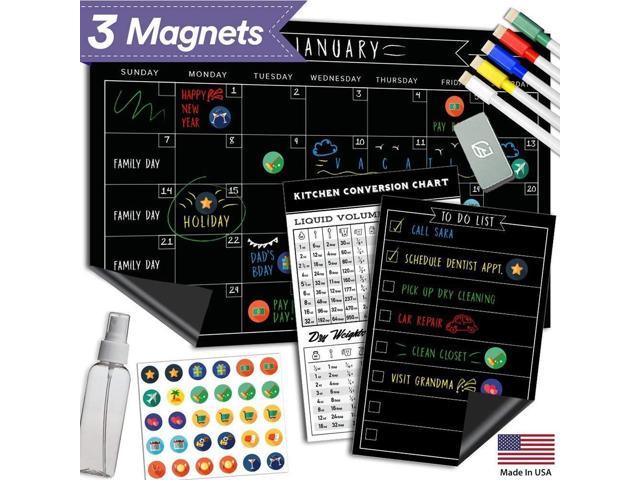 Magnetic Dry Erase Refrigerator Calendar 17" X 11" Large Reusable Monthly Meal 