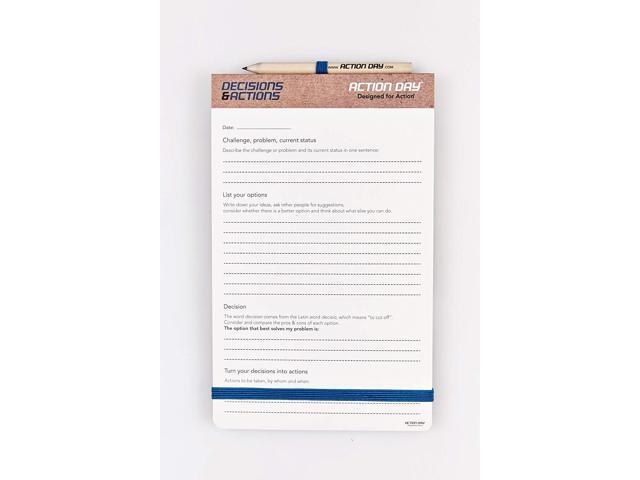 Decisions /& Actions Pad Action Day Size 5x8 Planning Pad Layout Designed to Plan /& Execute Decisions