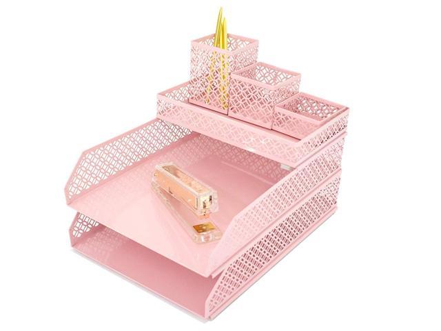 Blu Monaco Office Supplies Pink Desk Accessories For Women 6 Piece