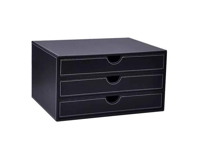Unionbasic Multi Functional Pu Leather, Leather Desktop Organizer With Drawers